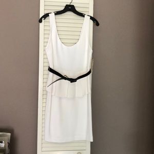 White Alice and Olivia Peplum Dress with Belt